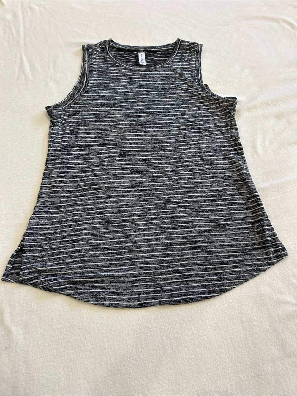 Athleta Black and Gray Striped Muscle Tank